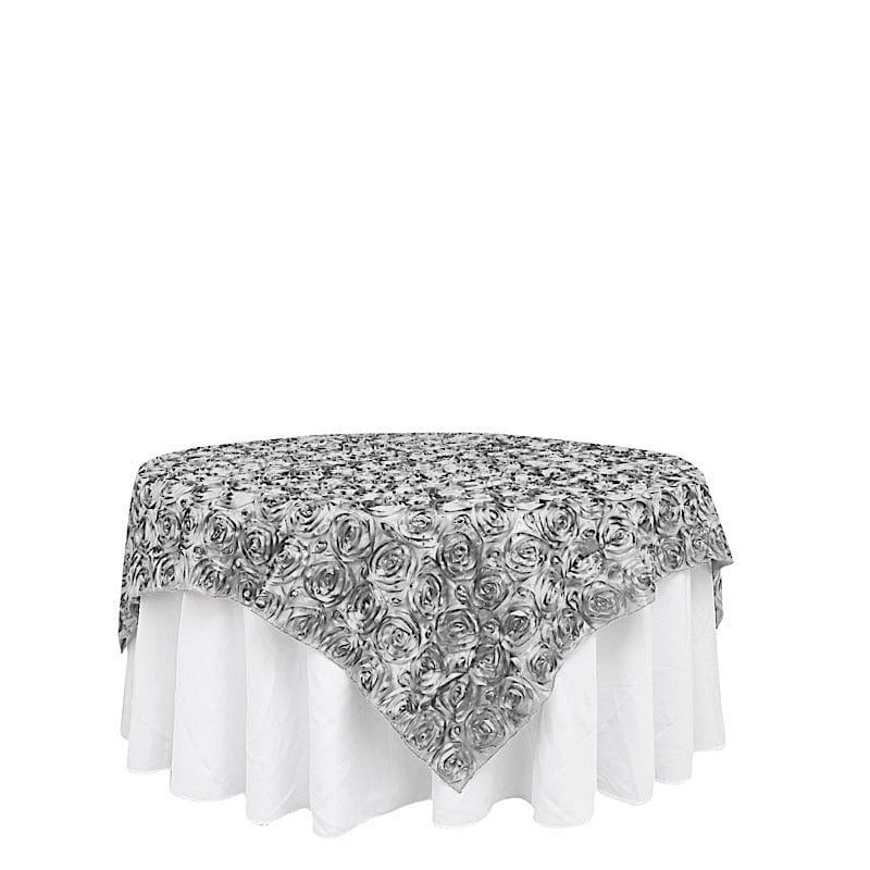 72" x 72" Satin Ribbon Roses Table Overlay
