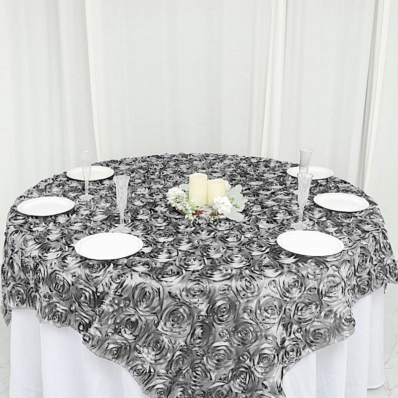 72" x 72" Satin Ribbon Roses Table Overlay