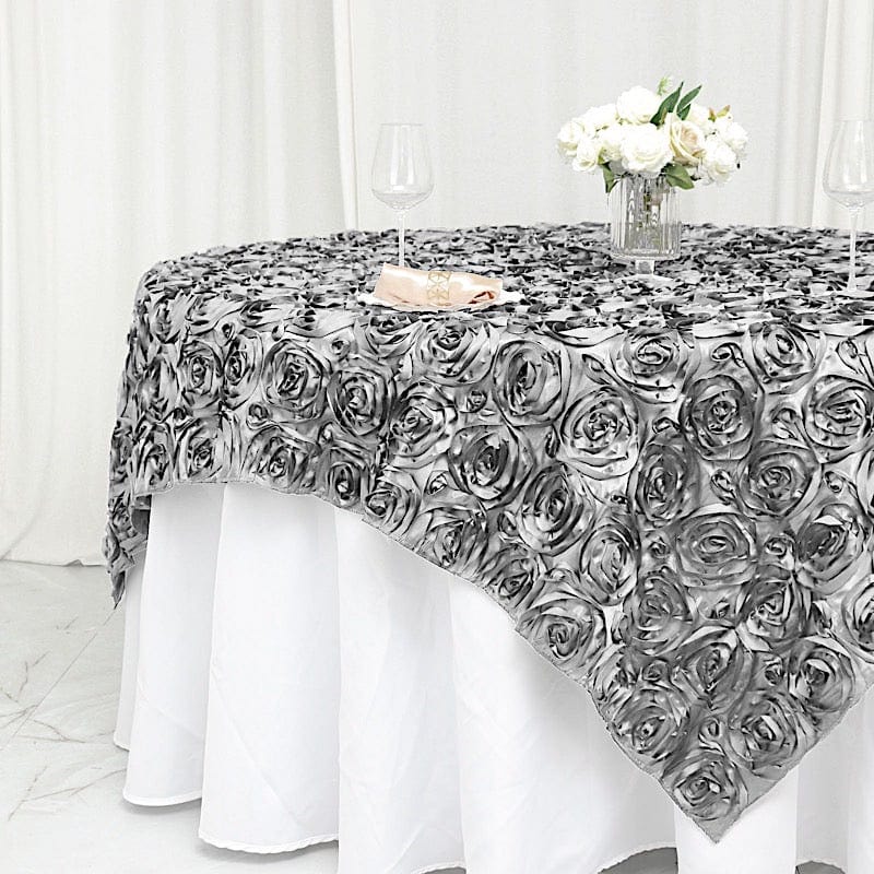 72" x 72" Satin Ribbon Roses Table Overlay