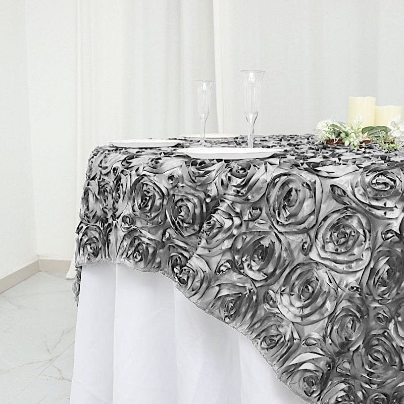 72" x 72" Satin Ribbon Roses Table Overlay