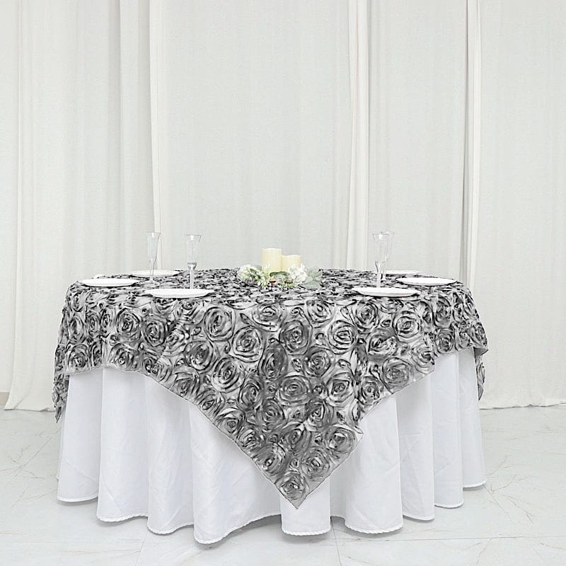 72" x 72" Satin Ribbon Roses Table Overlay