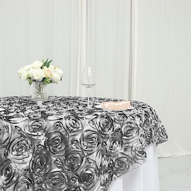 72" x 72" Satin Ribbon Roses Table Overlay