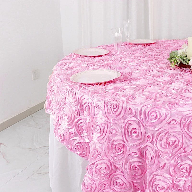 72" x 72" Satin Ribbon Roses Table Overlay
