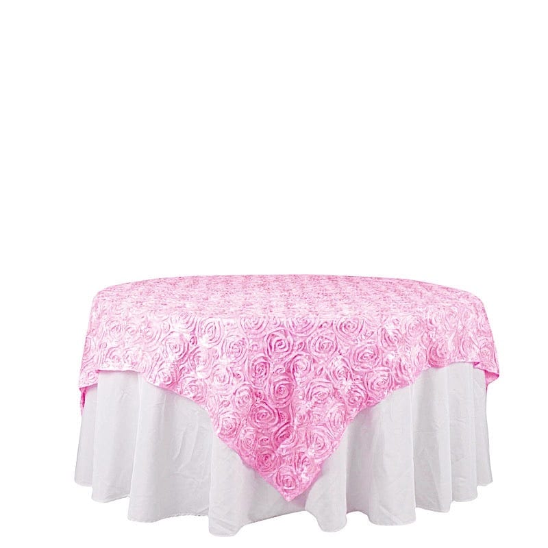 72" x 72" Satin Ribbon Roses Table Overlay