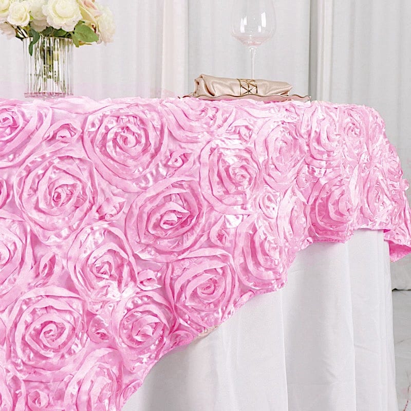 72" x 72" Satin Ribbon Roses Table Overlay