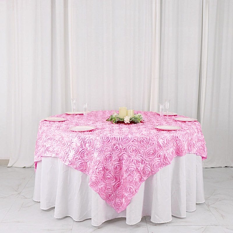 72" x 72" Satin Ribbon Roses Table Overlay