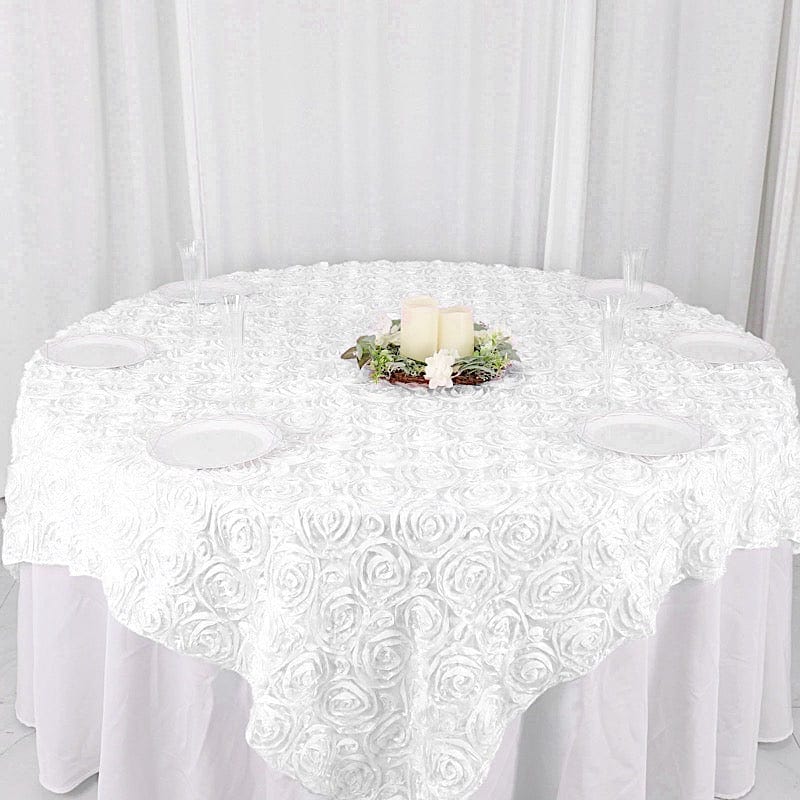 72" x 72" Satin Ribbon Roses Table Overlay