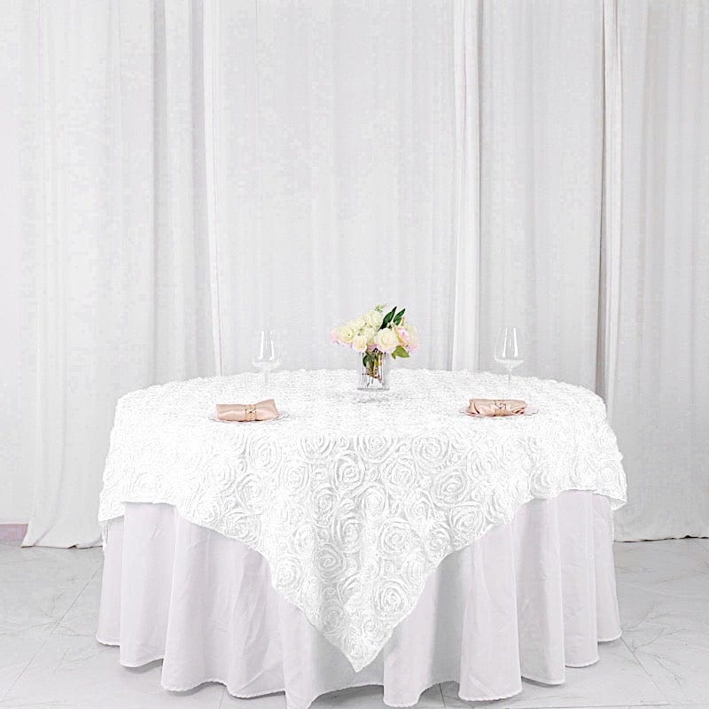 72" x 72" Satin Ribbon Roses Table Overlay
