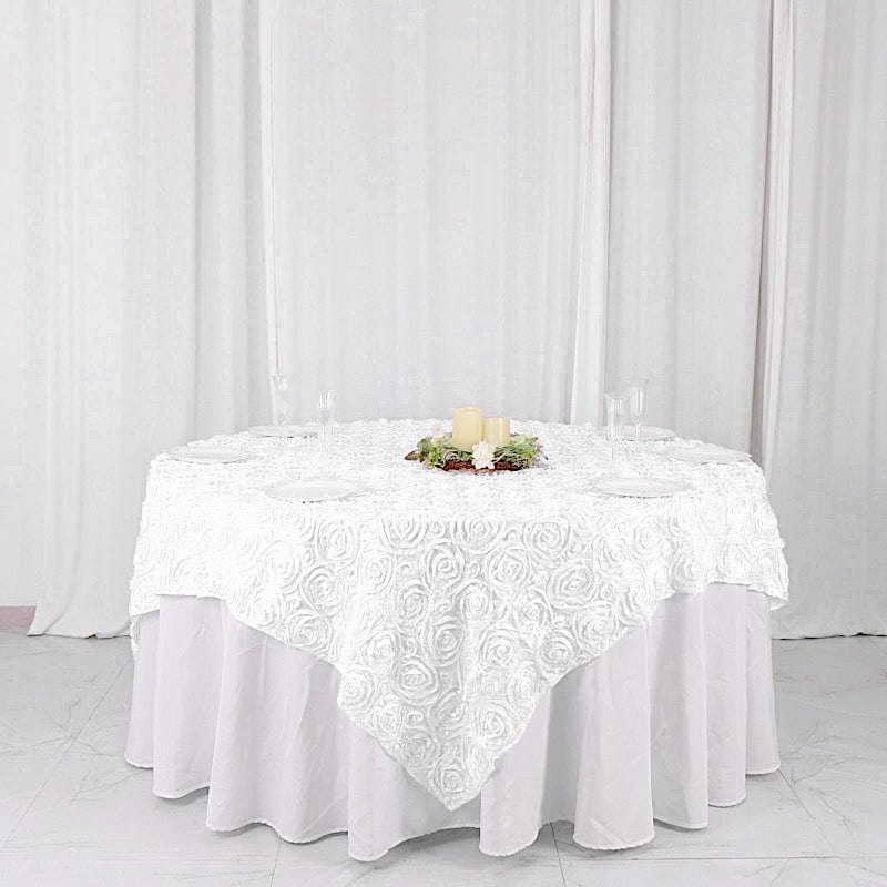 72" x 72" Satin Ribbon Roses Table Overlay