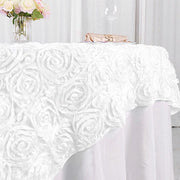 72" x 72" Satin Ribbon Roses Table Overlay