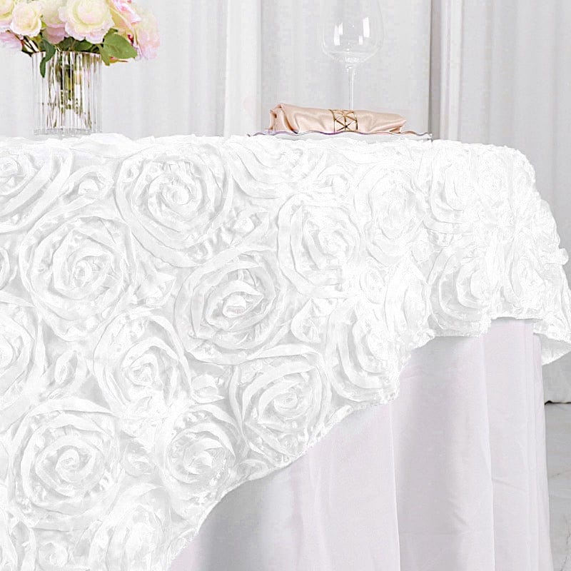 72" x 72" Satin Ribbon Roses Table Overlay