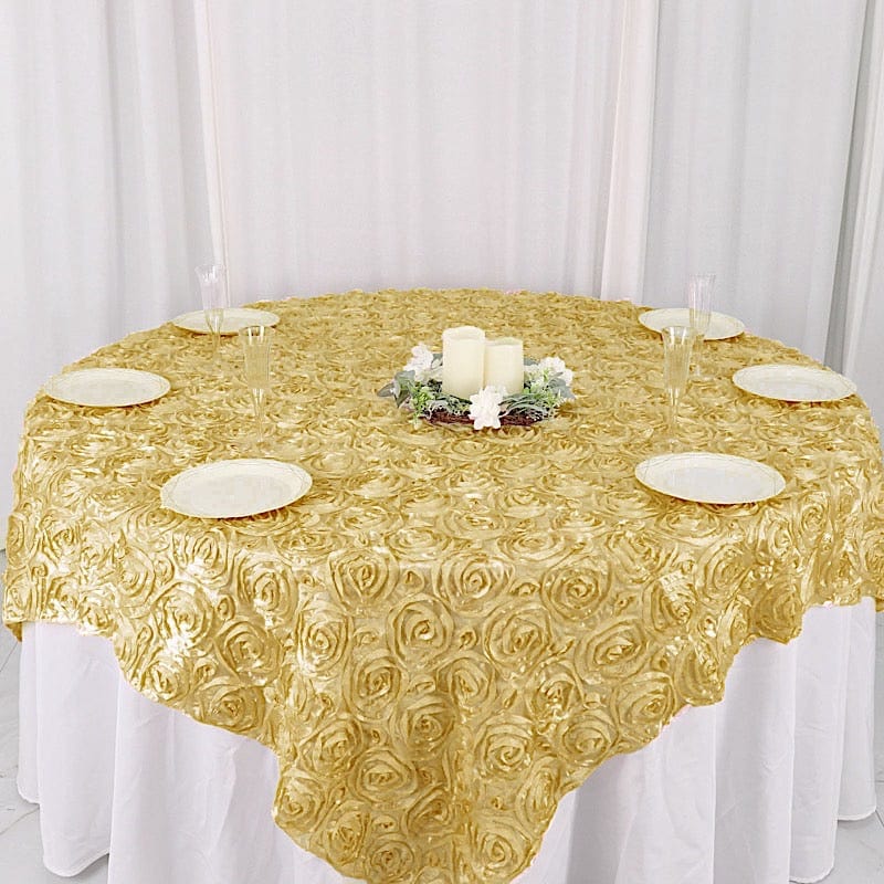 72" x 72" Satin Ribbon Roses Table Overlay