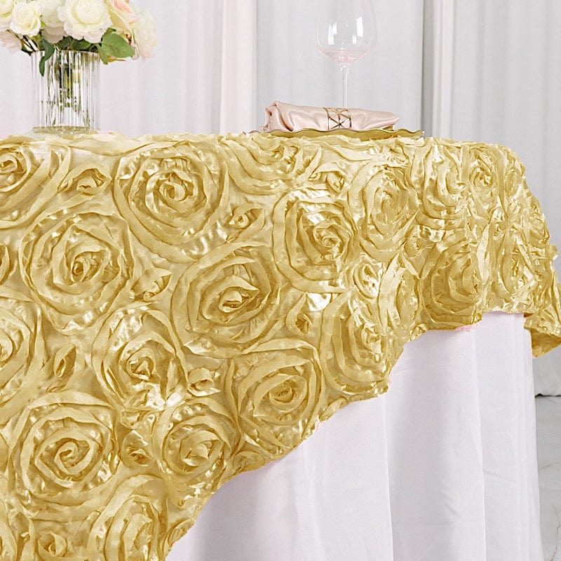 72" x 72" Satin Ribbon Roses Table Overlay