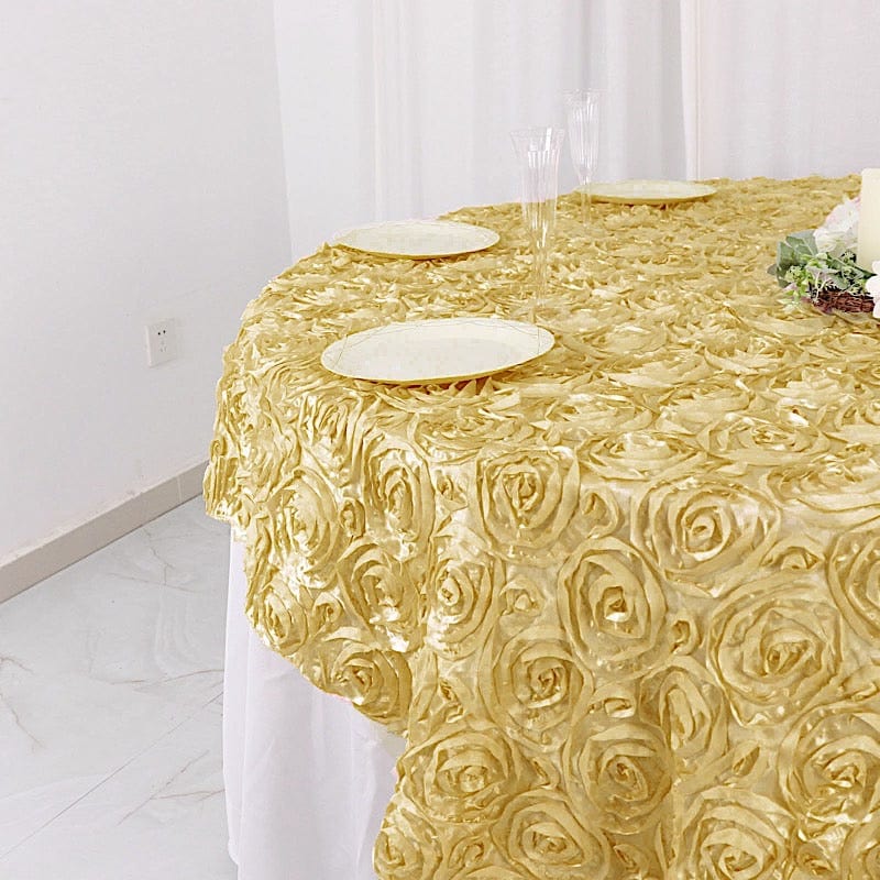 72" x 72" Satin Ribbon Roses Table Overlay