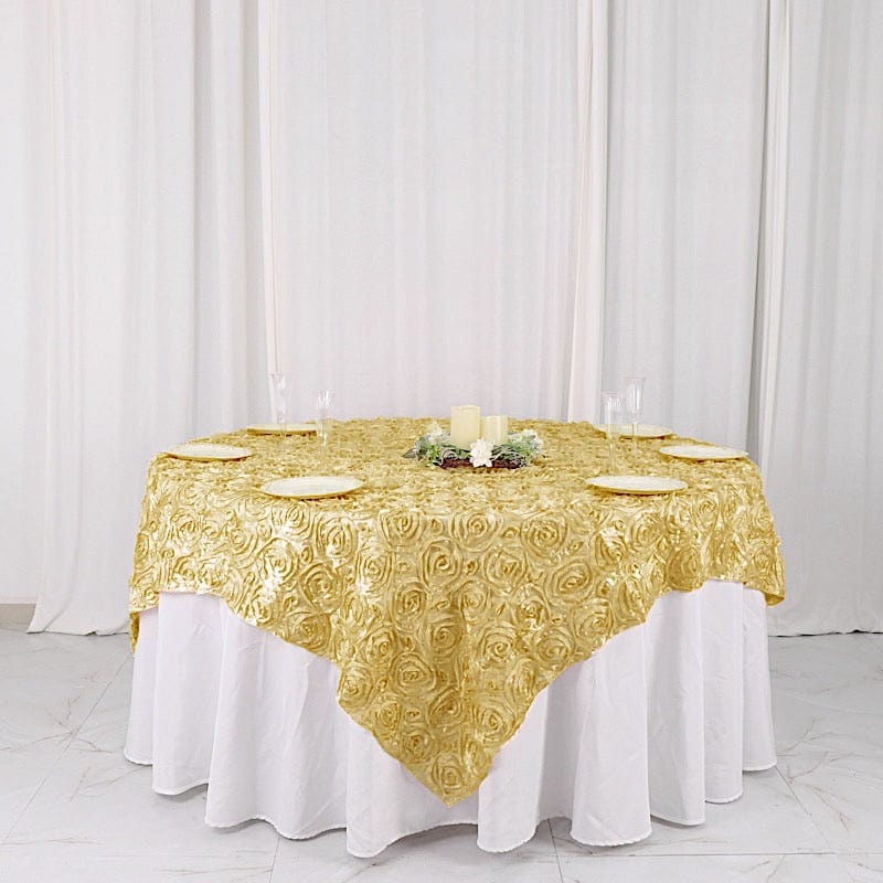72" x 72" Satin Ribbon Roses Table Overlay