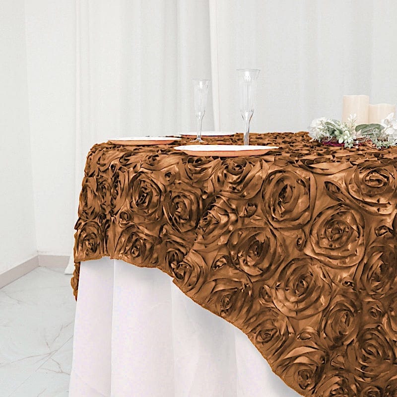 72" x 72" Satin Ribbon Roses Table Overlay