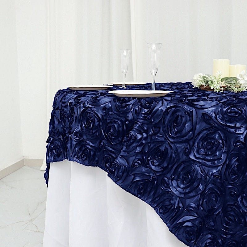 72" x 72" Satin Ribbon Roses Table Overlay