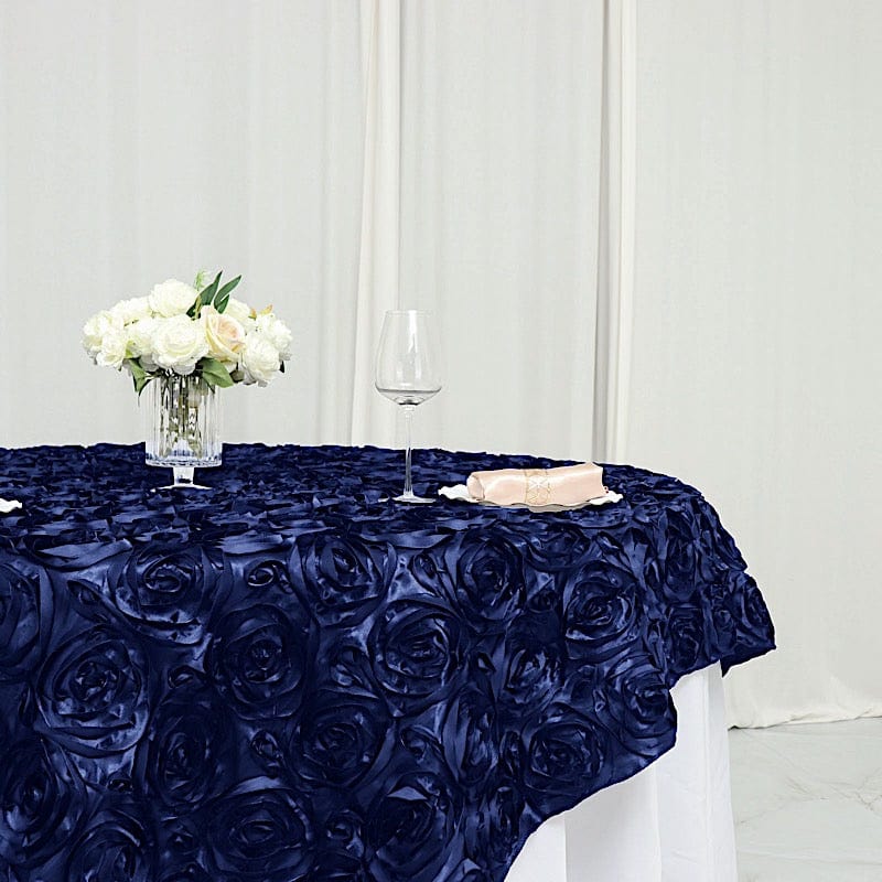72" x 72" Satin Ribbon Roses Table Overlay