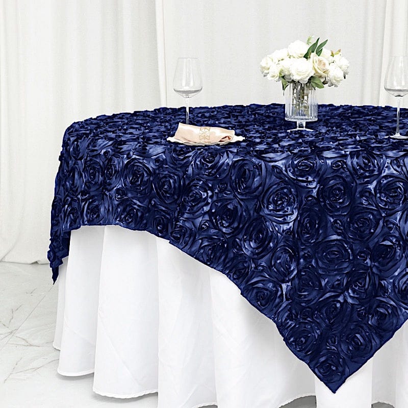 72" x 72" Satin Ribbon Roses Table Overlay