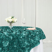 72" x 72" Satin Ribbon Roses Table Overlay