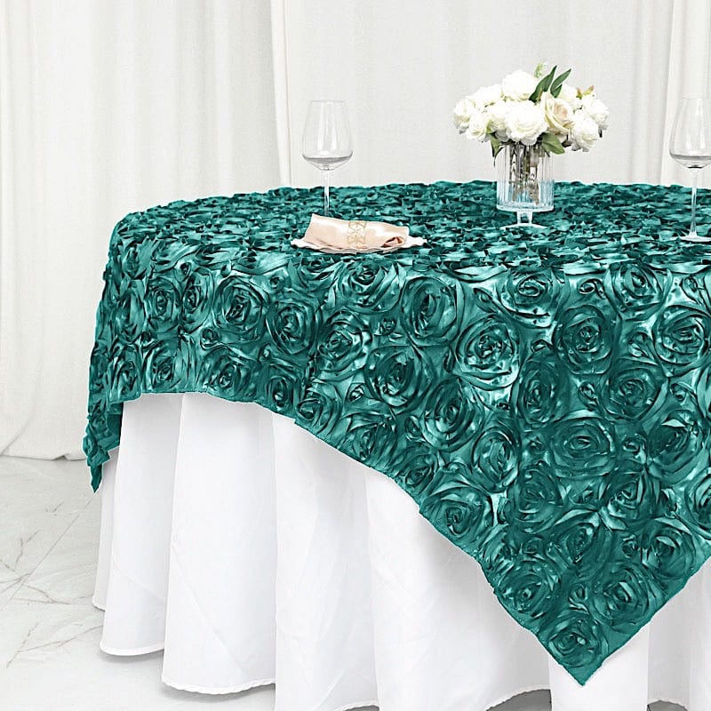 72" x 72" Satin Ribbon Roses Table Overlay