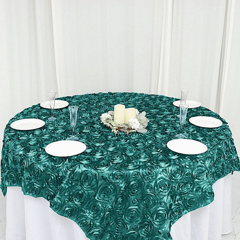 72" x 72" Satin Ribbon Roses Table Overlay