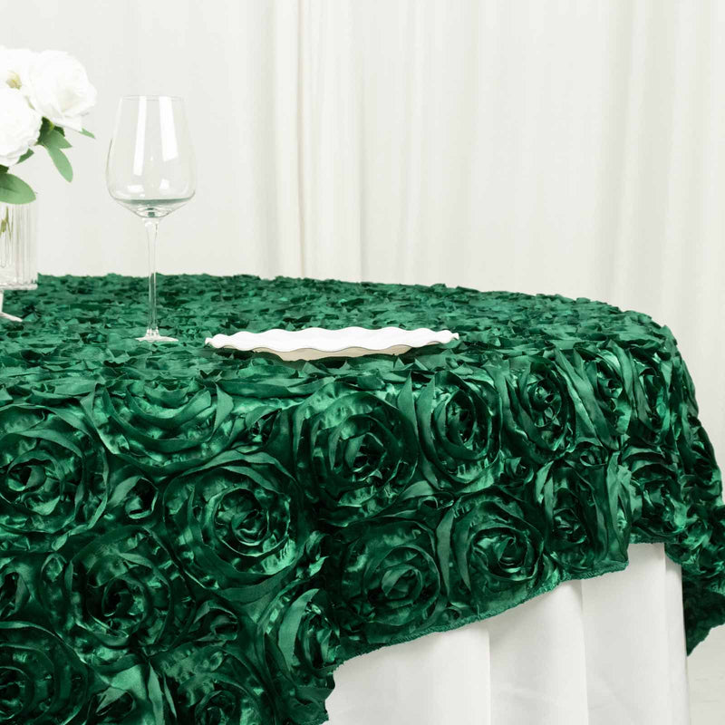 72" x 72" Satin Ribbon Roses Table Overlay