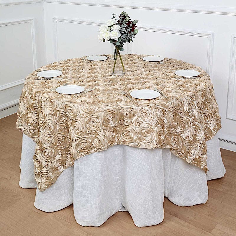 72" x 72" Satin Ribbon Roses Table Overlay