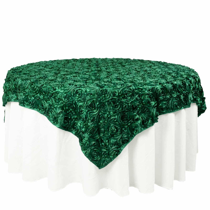 72" x 72" Satin Ribbon Roses Table Overlay