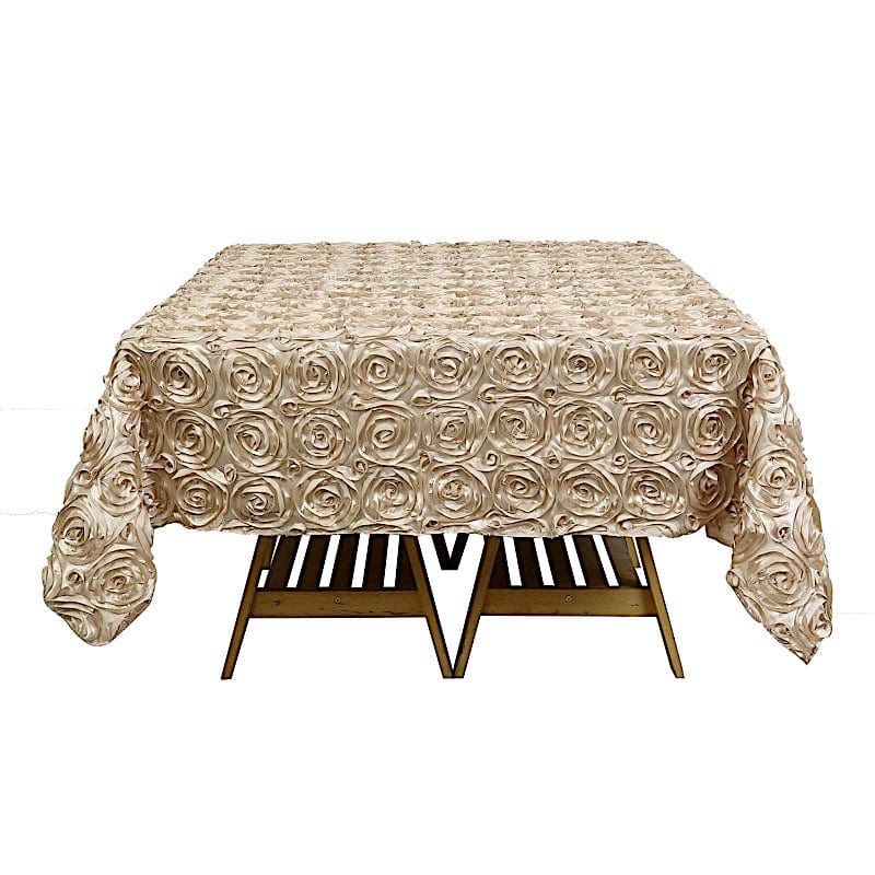 72" x 72" Satin Ribbon Roses Table Overlay