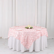72" x 72" Satin Ribbon Roses Table Overlay LAY72_01_046