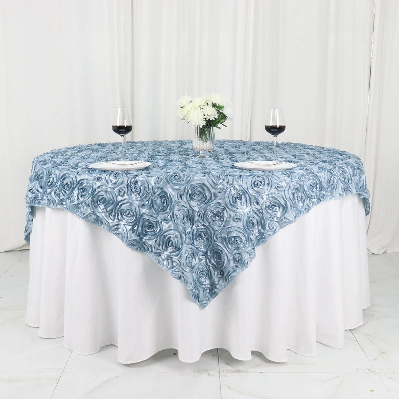 72" x 72" Satin Ribbon Roses Table Overlay LAY72_01_086