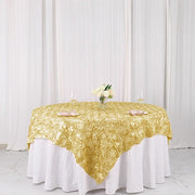 72" x 72" Satin Ribbon Roses Table Overlay LAY72_01_CHMP