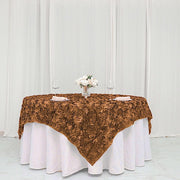 72" x 72" Satin Ribbon Roses Table Overlay LAY72_01_GOLD