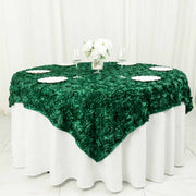 72" x 72" Satin Ribbon Roses Table Overlay LAY72_01_HUNT