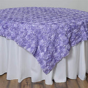 72" x 72" Satin Ribbon Roses Table Overlay LAY72_01_LAV