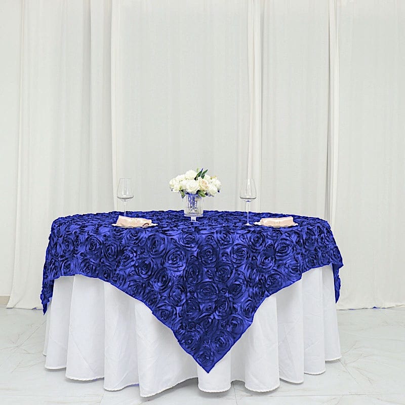 72" x 72" Satin Ribbon Roses Table Overlay LAY72_01_ROY
