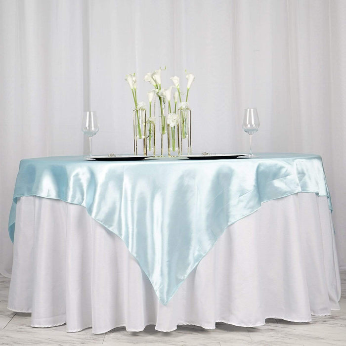 72" x 72" Satin Square Table Overlay Wedding Decorations LAY72_STN_BLUE