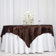 72" x 72" Satin Square Table Overlay Wedding Decorations LAY72_STN_CHOC