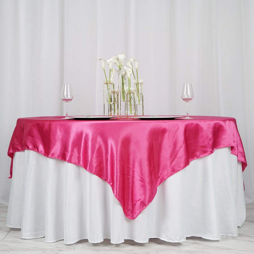 72" x 72" Satin Square Table Overlay Wedding Decorations LAY72_STN_FUSH