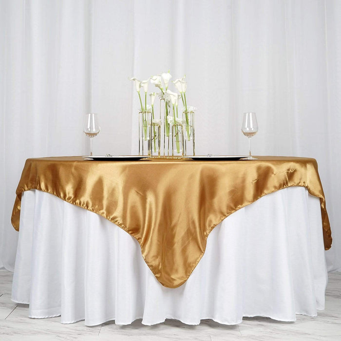 72" x 72" Satin Square Table Overlay Wedding Decorations LAY72_STN_GOLD