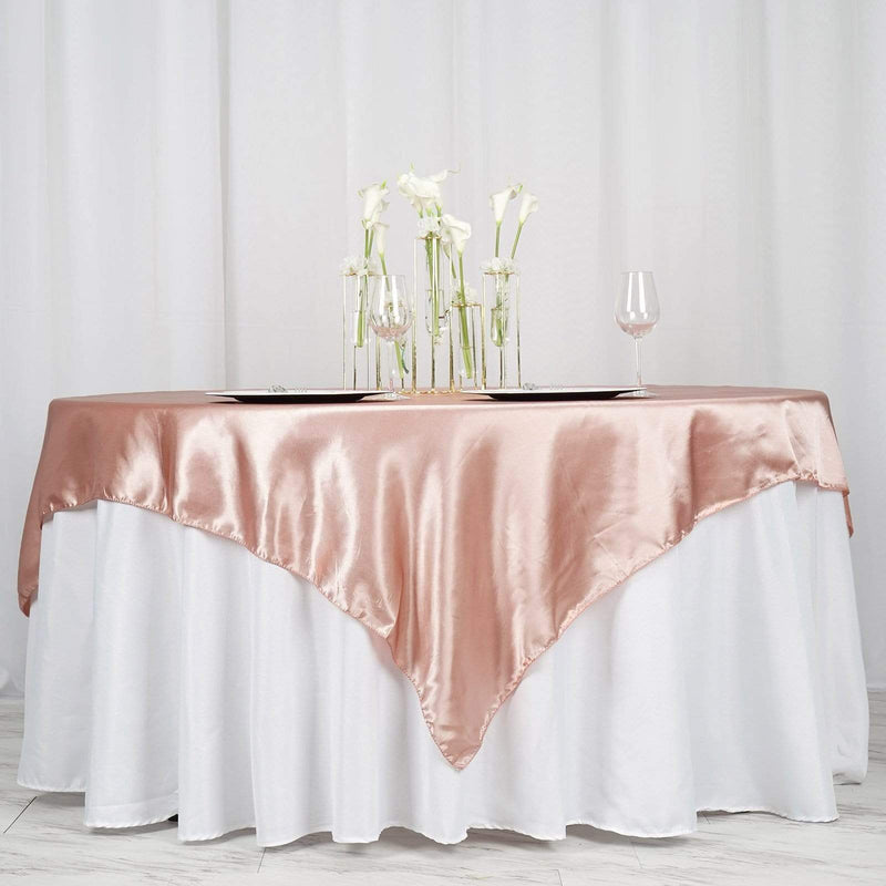 72" x 72" Satin Square Table Overlay Wedding Decorations LAY72_STN_MAUV