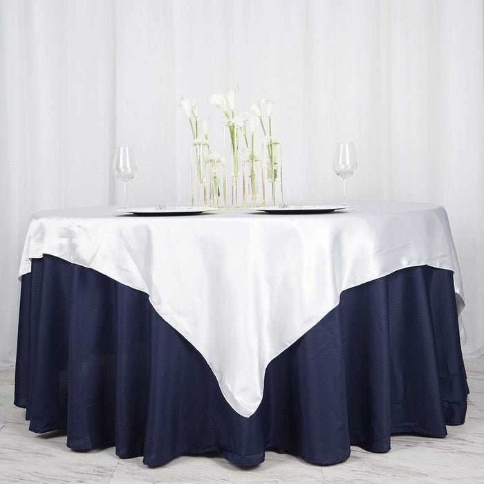 72" x 72" Satin Square Table Overlay Wedding Decorations LAY72_STN_WHT