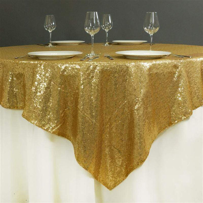 72" x 72" Sequined Table Overlay LAY72_02_GOLD