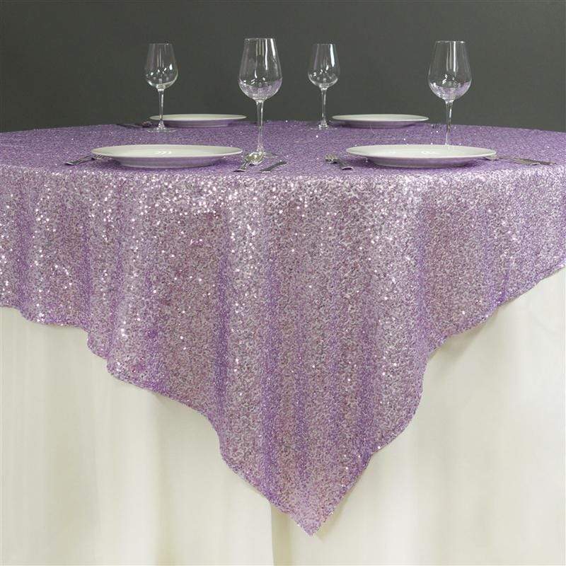 72" x 72" Sequined Table Overlay LAY72_02_LAV