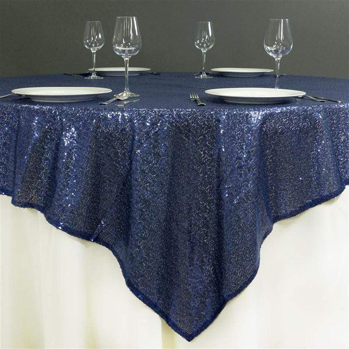72" x 72" Sequined Table Overlay LAY72_02_NAVY