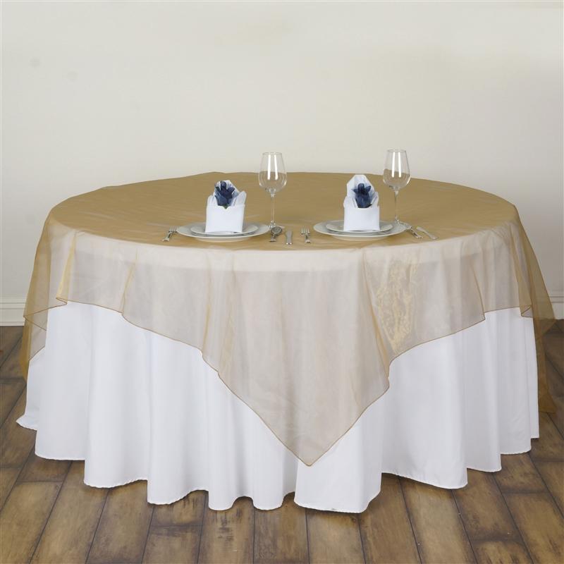 72" x 72" Sheer Organza Table Overlay LAY72_ORG_GOLD