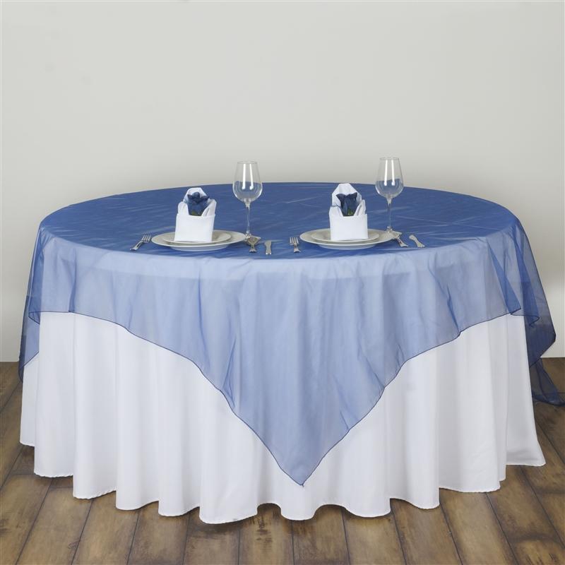 72" x 72" Sheer Organza Table Overlay LAY72_ORG_NAVY