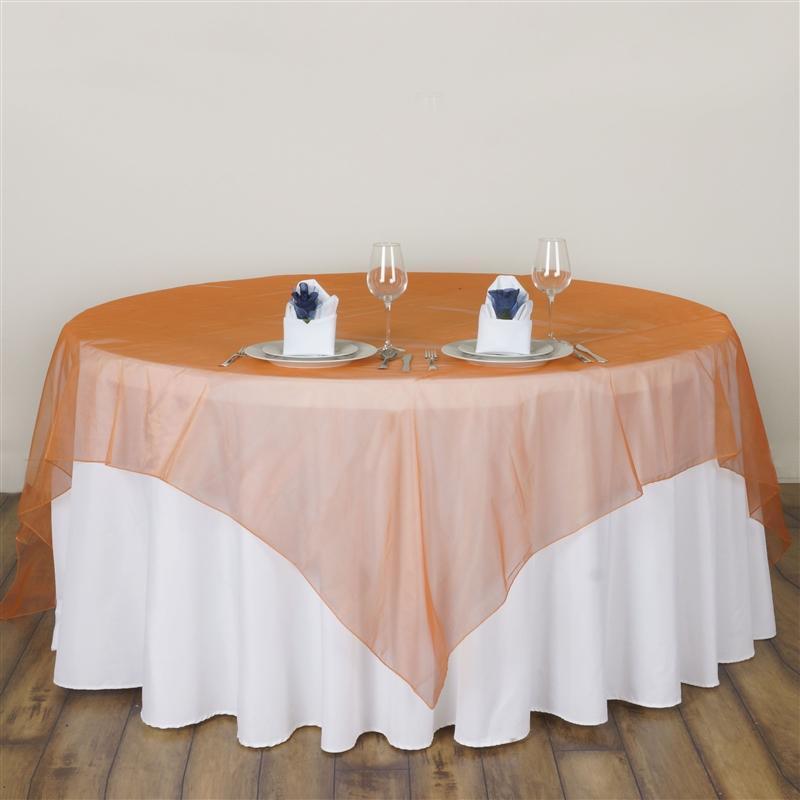 72" x 72" Sheer Organza Table Overlay LAY72_ORG_ORNG