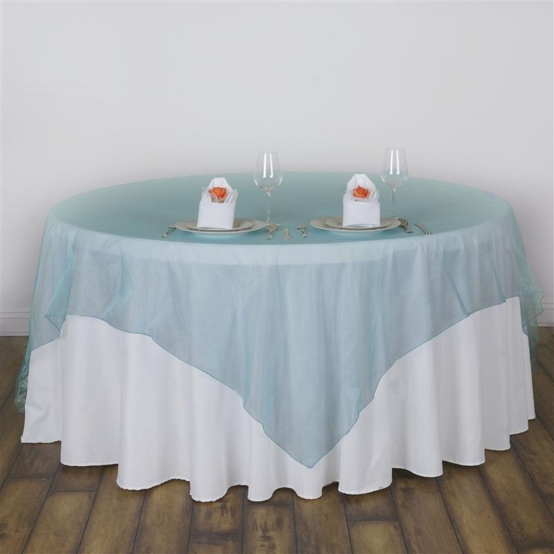 72" x 72" Sheer Organza Table Overlay LAY72_ORG_TURQ